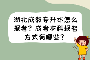 湖北成教專升本怎么報考？成考本科報名方式有哪些？