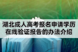 湖北成人高考報(bào)名申請學(xué)歷在線驗(yàn)證報(bào)告的辦法介紹