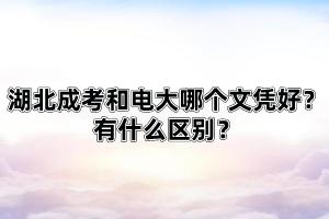 湖北成考和電大哪個文憑好？有什么區(qū)別？