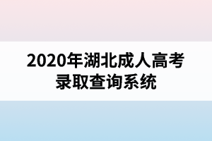 2020年湖北成人高考錄取查詢系統(tǒng)