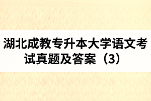 湖北成教專升本大學語文考試真題及答案（3）
