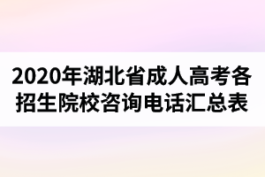 2020年湖北省成人高考各招生院校咨詢電話匯總表