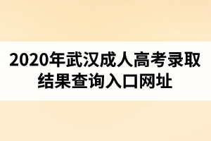 2020年武漢成人高考錄取結(jié)果查詢?nèi)肟诰W(wǎng)址