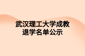 武漢理工大學(xué)成教退學(xué)名單公示