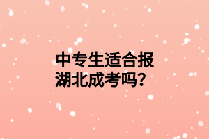 中專生適合報湖北成考嗎？
