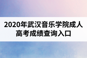 2020年武漢音樂學院成人高考成績查詢入口