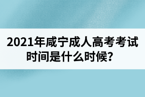2021年咸寧成人高考考試時間是什么時候？