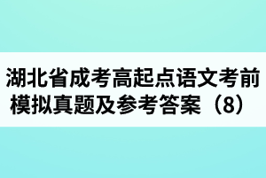 湖北省成人高考高起點語文考前模擬真題及參考答案（8）