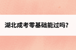湖北成考零基礎(chǔ)能過嗎？