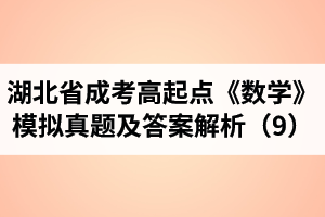 湖北省成考高起點(diǎn)《數(shù)學(xué)》模擬真題及答案解析（9）
