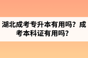 湖北省成人高考專升本有用嗎？成考本科證有用嗎？