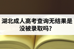 湖北成考查詢無(wú)結(jié)果是沒(méi)被錄取嗎？查詢顯示你尚未被錄取啥意思？