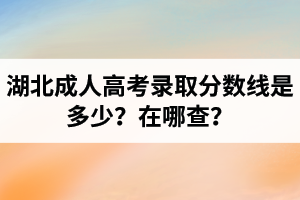 湖北成人高考錄取分?jǐn)?shù)線是多少？在哪查？