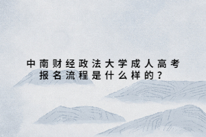 中南財(cái)經(jīng)政法大學(xué)成人高考報(bào)名流程是什么樣的？