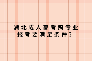 湖北成人高考跨專業(yè)報(bào)考要滿足條件？