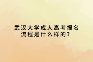 武漢大學(xué)成人高考報(bào)名流程是什么樣的？