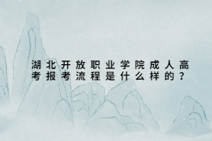 湖北開放職業(yè)學(xué)院成人高考報(bào)考流程是什么樣的？