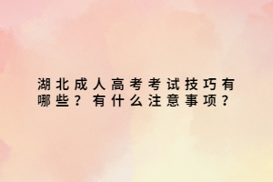 湖北成人高考考試技巧有哪些？有什么注意事項？