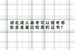 湖北成人高考可以報考哪些含金量比較高的證書？