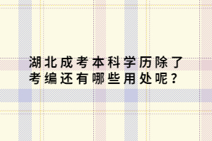 湖北成考本科學歷除了考編還有哪些用處呢？