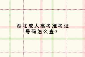 湖北成人高考準考證號碼怎么查？