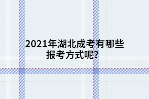 2021年湖北成考有哪些報(bào)考方式呢？