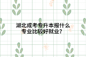 湖北成考專升本報什么專業(yè)比較好就業(yè)？