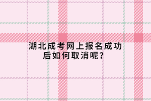 湖北成考網(wǎng)上報名成功后如何取消呢？