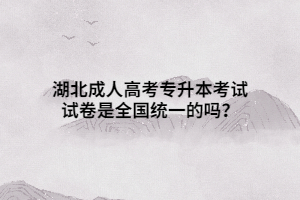 湖北成人高考專升本考試試卷是全國(guó)統(tǒng)一的嗎？