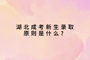 湖北成考新生錄取原則是什么？