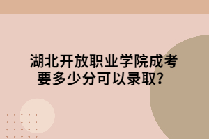 湖北開放職業(yè)學院成考要多少分可以錄??？