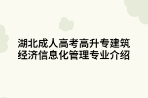 湖北成人高考高升專建筑經(jīng)濟(jì)信息化管理專業(yè)介紹