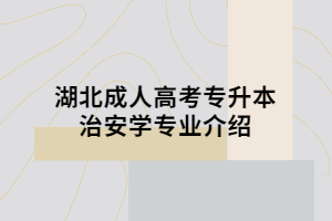 湖北成人高考專升本治安學(xué)專業(yè)介紹
