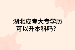 湖北成考大專學(xué)歷可以升本科嗎？