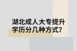 湖北成人大專提升學(xué)歷分幾種方式？