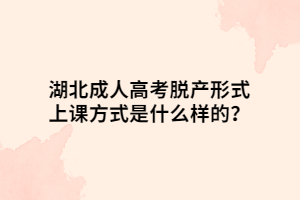 湖北成人高考脫產(chǎn)形式上課方式是什么樣的？