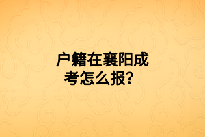 戶籍在襄陽成考怎么報？