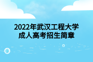 2022年武漢工程大學(xué)成人高考招生簡章