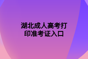 湖北成人高考打印準(zhǔn)考證入口