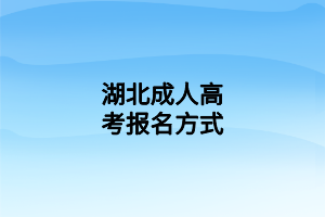 湖北成人高考報(bào)名方式