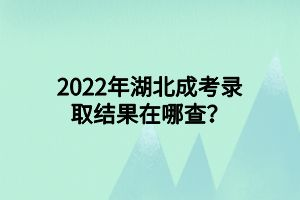 2022年湖北成考錄取結(jié)果在哪查？