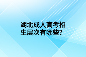 湖北成人高考招生層次有哪些？
