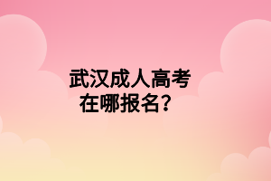 武漢成人高考在哪報(bào)名？