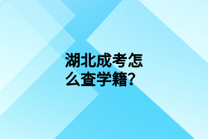 湖北成考怎么查學(xué)籍？