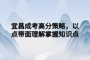 宜昌成考高分策略，以點帶面理解掌握知識點