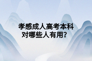 孝感成人高考本科對(duì)哪些人有用？