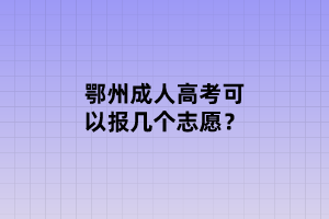 鄂州成人高考可以報(bào)幾個(gè)志愿？