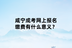 咸寧成考網(wǎng)上報(bào)名繳費(fèi)有什么意義？