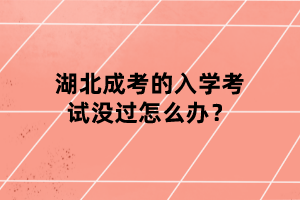 湖北成考的入學(xué)考試沒過怎么辦？