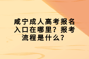 咸寧成人高考報名入口在哪里？報考流程是什么？